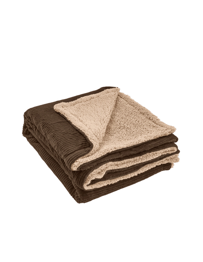 Plaid polaire cotelé doublé sherpa...