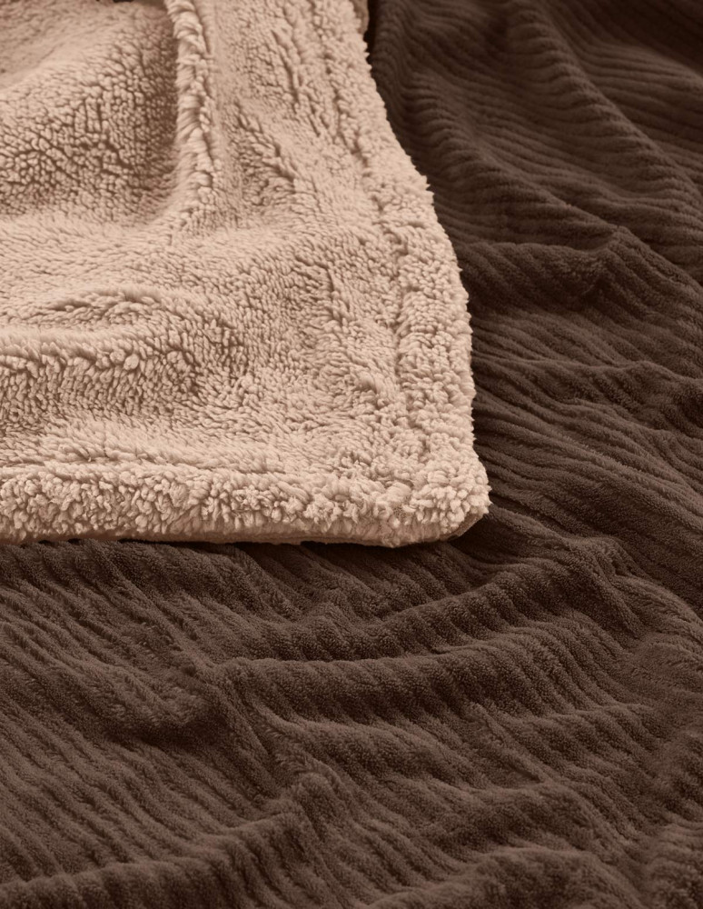 Plaid polaire cotelé doublé sherpa...