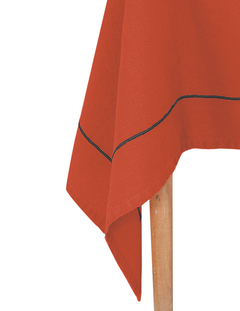 Nappe coton/lin uni finition bourdon...