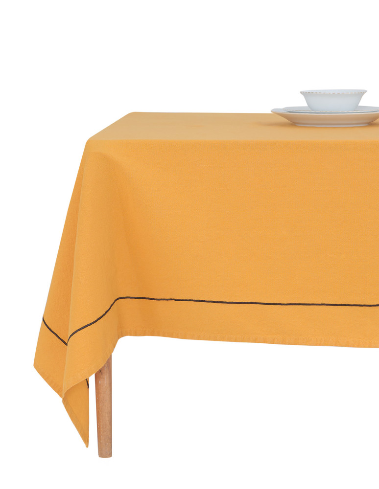 Nappe coton/lin uni finition bourdon...