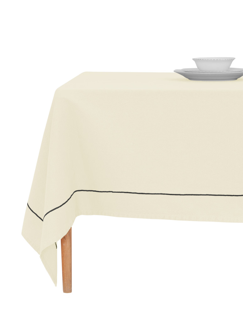 Nappe coton/lin uni finition bourdon...