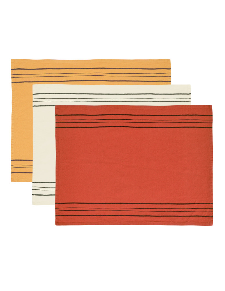 Lot de 3 torchons coton/lin...
