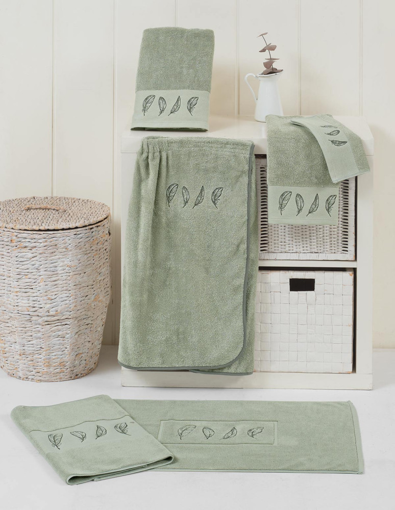 Drap de douche 70x140cm brodé PLUMES