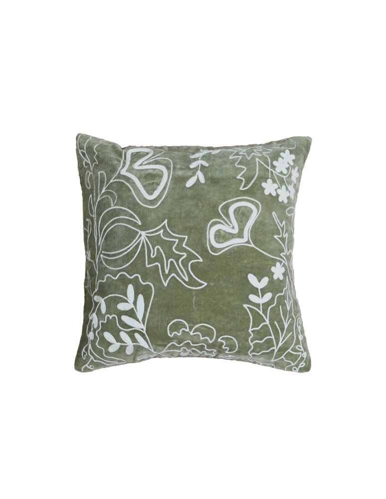 Coussin velours brodé 100% coton...