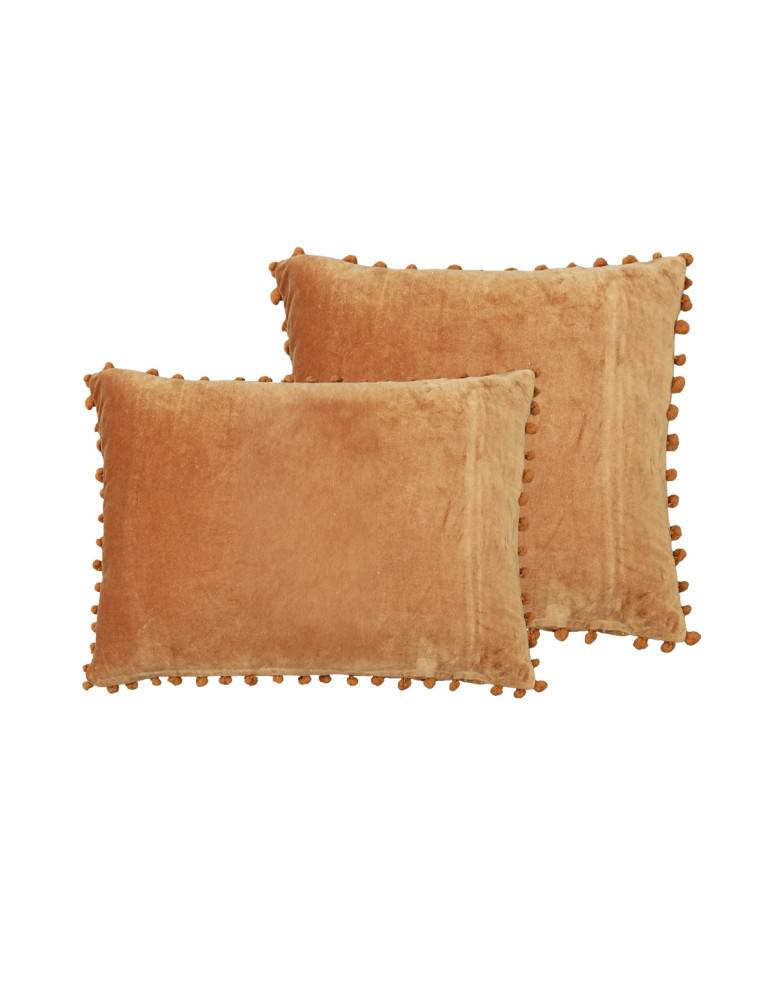 Coussin velours pompon...
