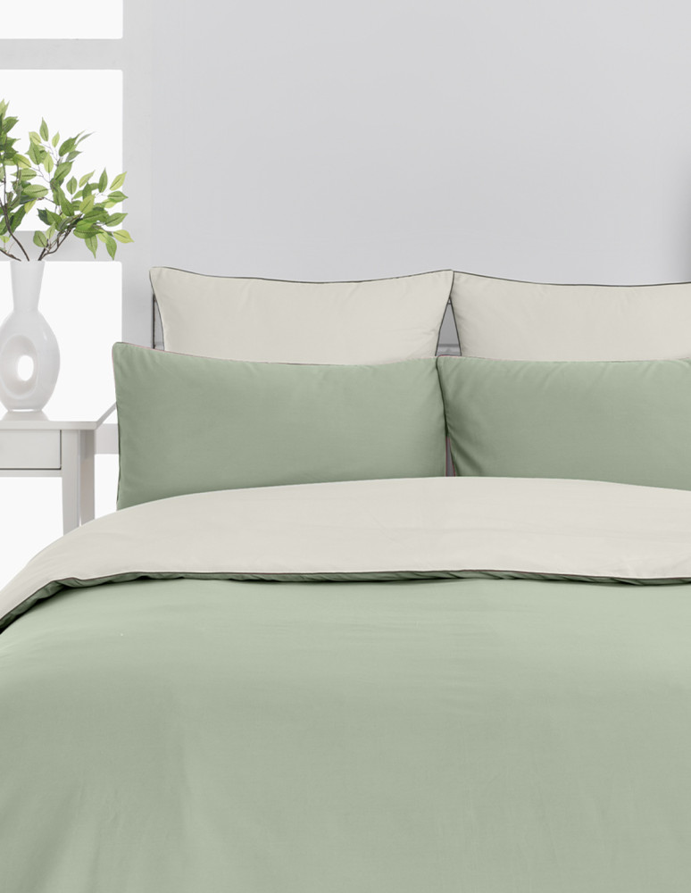 Housse de couette bicolore en percale...