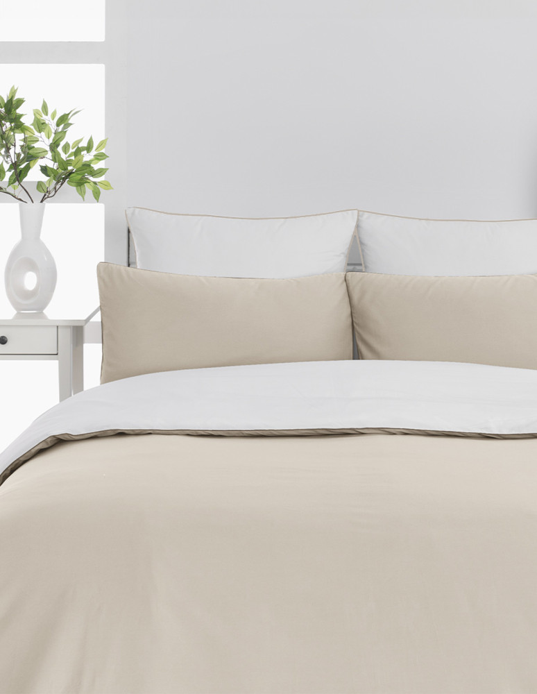 Housse de couette bicolore en percale...