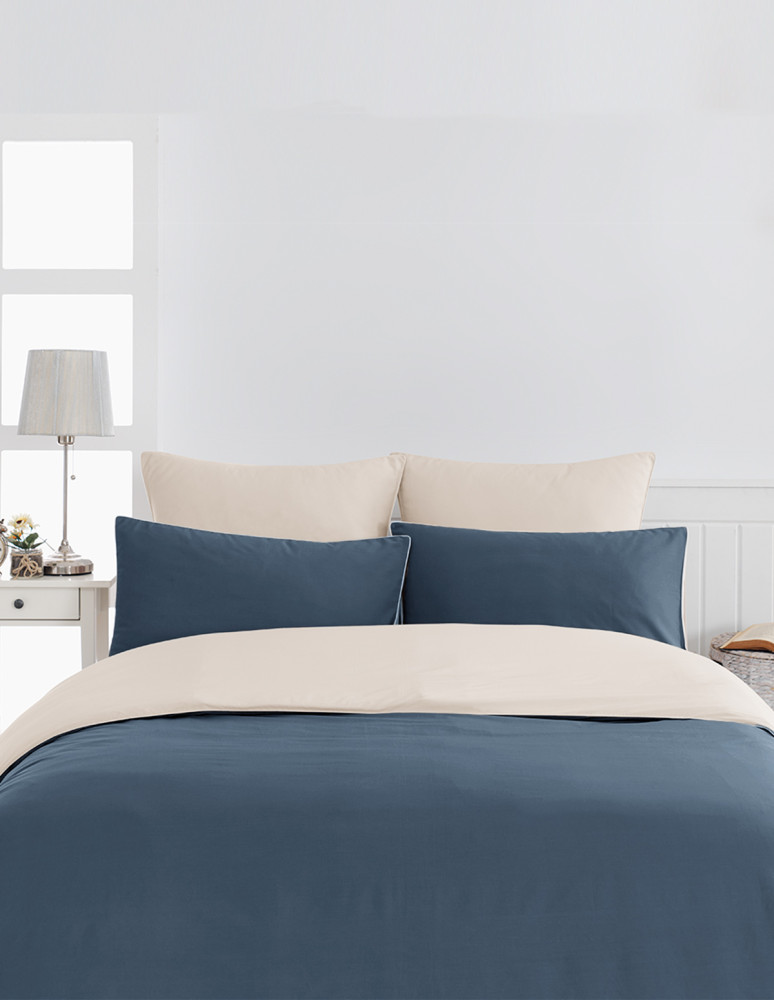 Housse de couette bicolore en percale...