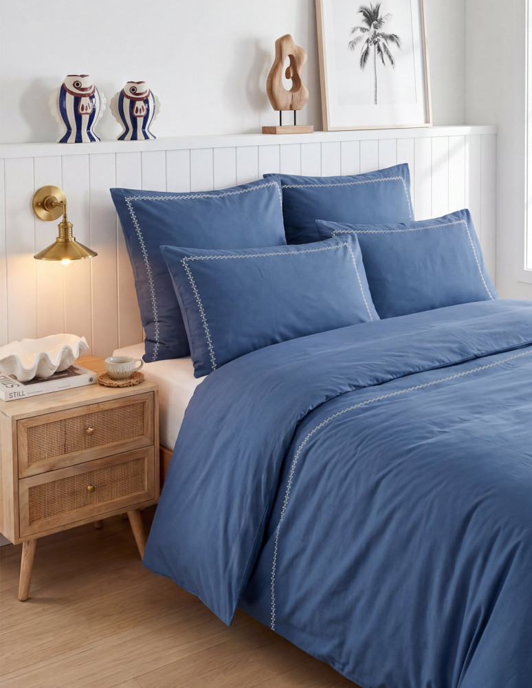 Housse de Couette Brodée Percale EASY...