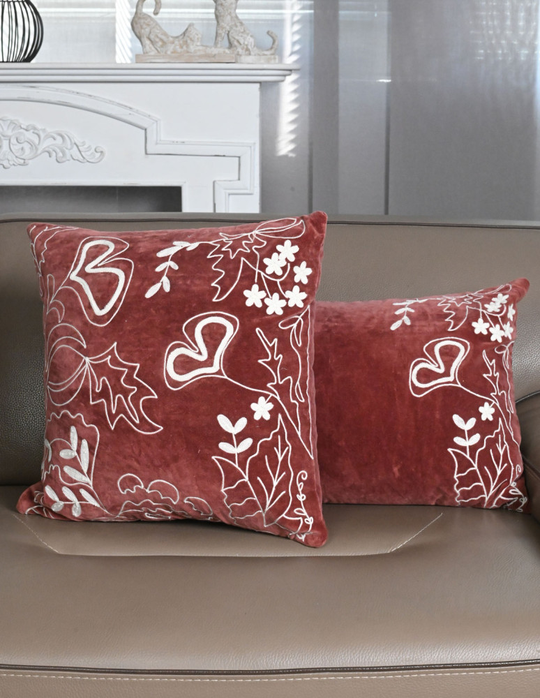 Coussin velours brodé 100% coton...
